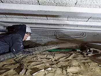 Zand op de bodem van de kruipruimte